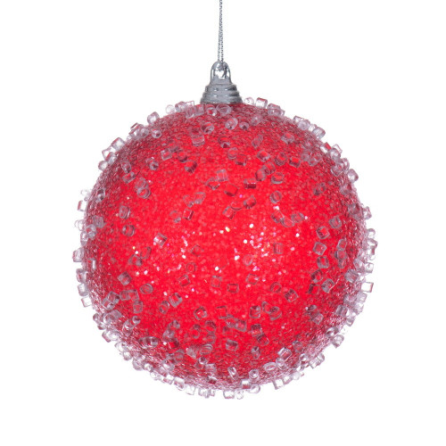Vickerman MT253603W - 4 inch Red Ball Christmas Ornament - 3 Pack