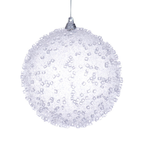 Vickerman MT253811W - 4.75 inch White Ball Christmas Ornament - 3 Pack