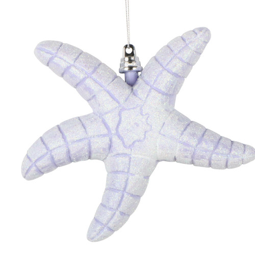 Vickerman MT255686W - 6.5 inch Purple Glitter Starfish Christmas Ornament - 2 Pack