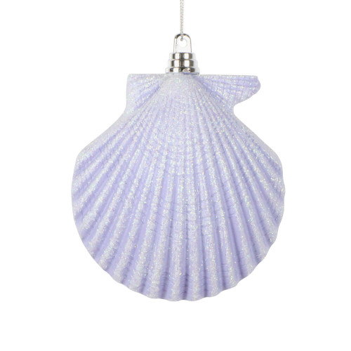 Vickerman MT256686W - 4 inch Purple Glitter Seashell Christmas Ornament - 3 Pack 