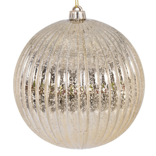 Vickerman N162238D - 4 inch Champagne Mercury Ball Christmas Ornament - 6 Pack 