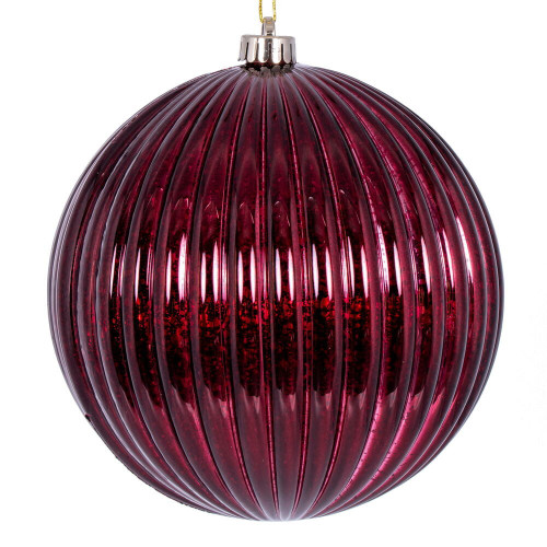 Vickerman N162265D - 4 inch Burgundy Mercury Ball Christmas Ornament - 6 Pack 