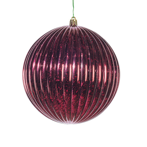 Vickerman N162465D - 6 inch Burgundy Mercury Ball Christmas Ornament - 4 Pack
