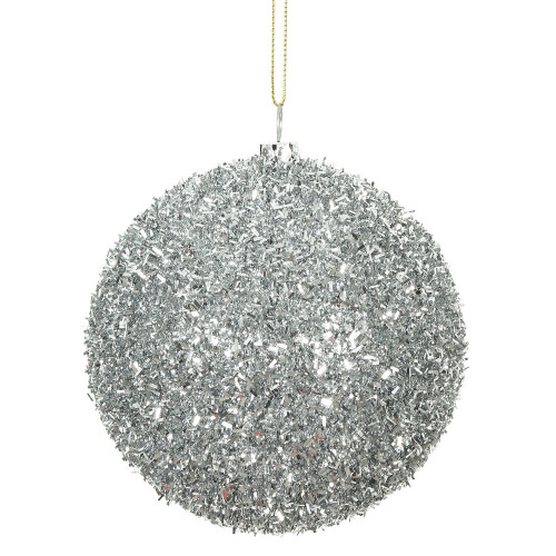 Vickerman N178007D - 4 inch Silver Ball Christmas Ornament - 4 Pack 