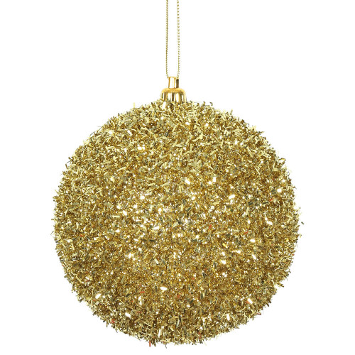 Vickerman N178008D - 4 inch Gold Ball Christmas Ornament - 4 Pack 