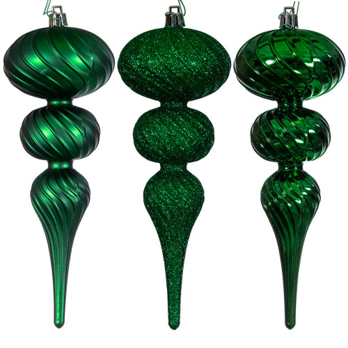 Vickerman N230104D - 8 inch Green Assorted Finial Christmas Ornament 