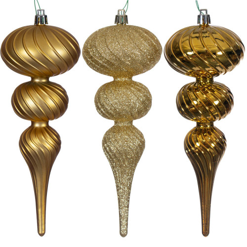 Vickerman N230108D - 8 inch Gold Assorted Finial Christmas Ornament
