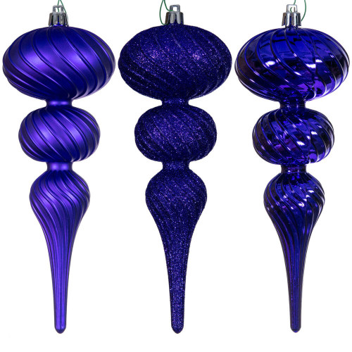 Vickerman N230166D - 8 inch Purple Assorted Finial Christmas Ornament 
