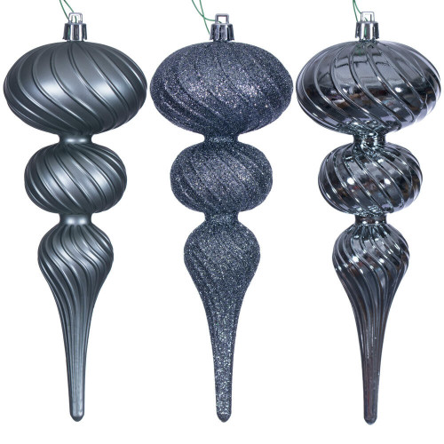 Vickerman N230187D - 8 inch Pewter Assorted Finial Christmas Ornament