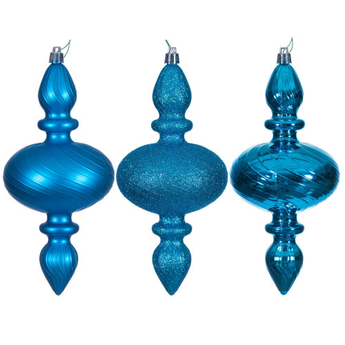 Vickerman N230512D - 8.2 inch Turquoise Assorted Finial Christmas Ornament