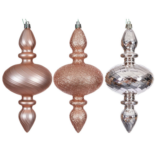 Vickerman N230558D - 8.2 inch Rose Gold Assorted Finial Christmas Ornament