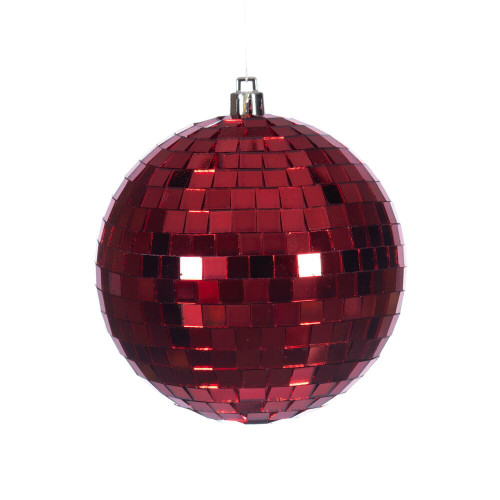 Vickerman N233103D - 4 inch Red Ball Christmas Ornament - 6 Pack 