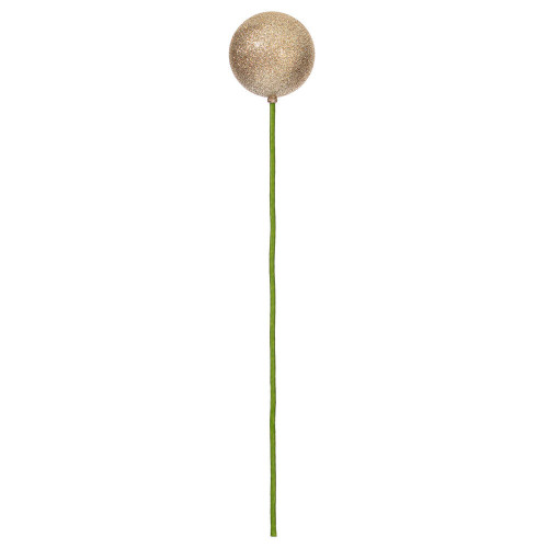 Vickerman N234338G - 3 inch Champagne Glitter Ball on 18 inch Stick Christmas Ornament 