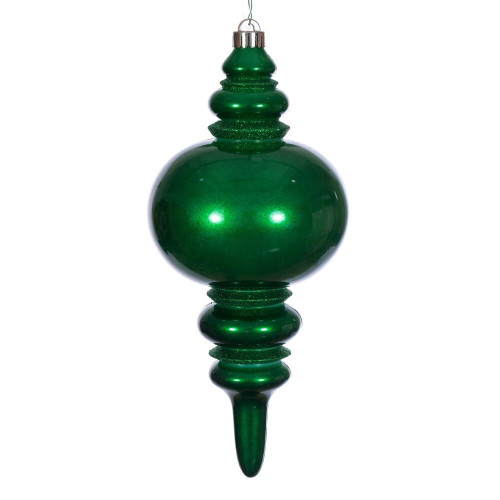 Vickerman N241304DCV - 13 inch Green Candy Glitter Finial Outdoor Christmas Ornament