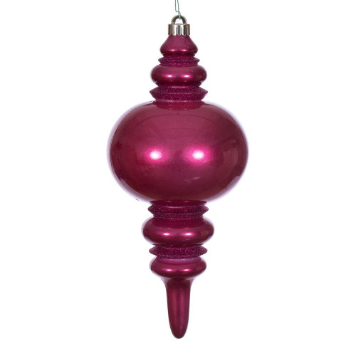 Vickerman N241321DCV - 13 inch Berry Red Candy Glitter Finial Outdoor Christmas Ornament