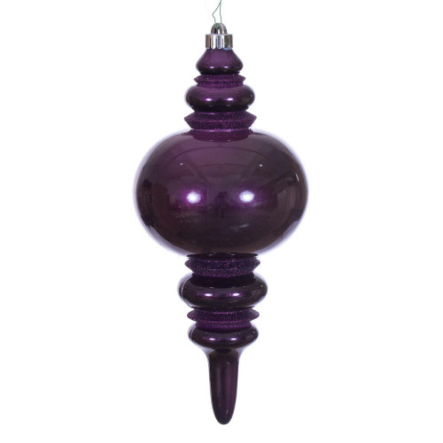 Vickerman N241326DCV - 13 inch Plum Candy Glitter Finial Outdoor Christmas Ornament 