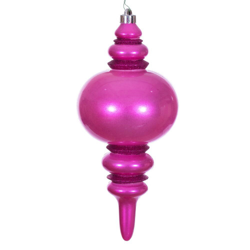Vickerman N241359DCV - 13 inch Hot Pink Candy Glitter Finial Outdoor Christmas Ornament