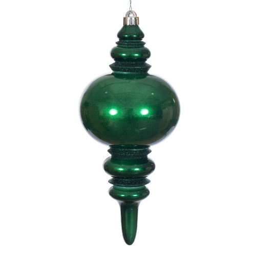 Vickerman N241374DCV - 13 inch Midnight Green Candy Glitter Finial Christmas Ornament 