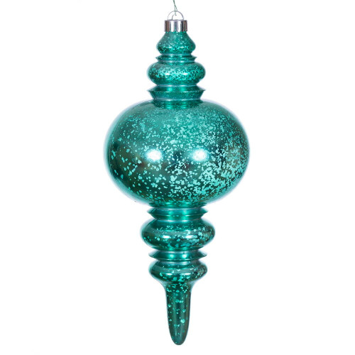 Vickerman N241542D - 13 inch Teal Mercury Finial Christmas Ornament