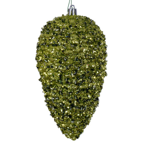 Vickerman N247273D - 7 inch Lime Glitter Pinecone Christmas Ornament - 4 Pack 