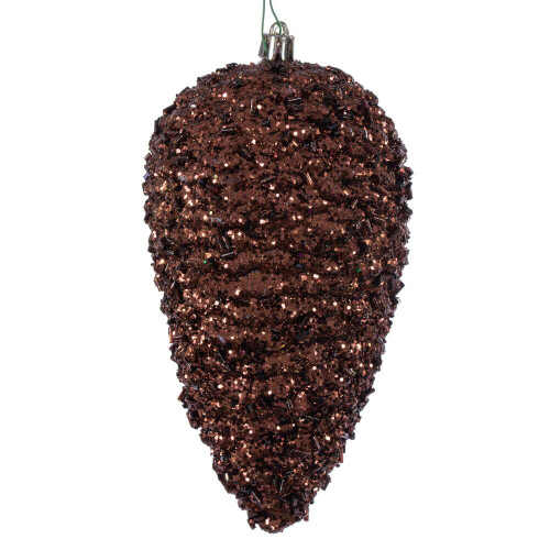 Vickerman N247276D - 7 inch Mocha Glitter Pinecone Christmas Ornament - 4 Pack 