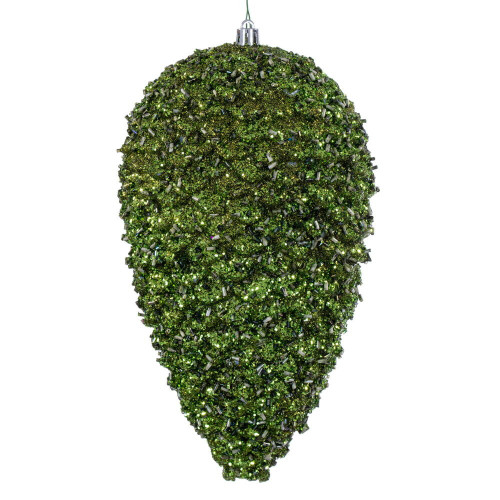 Vickerman N247314D - 10 inch Olive Glitter Pinecone Christmas Ornament - 2 Pack