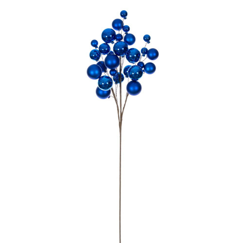 Vickerman N254102 - 30 inch Blue Matte Shiny Ball Ornament Spray with 1 in. to 2 in. Ornaments