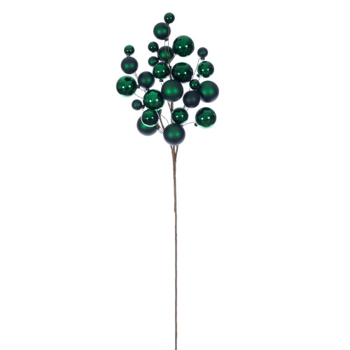 Vickerman N254104 - 30 in. Green Shiny Ball Ornament Artificial Spray