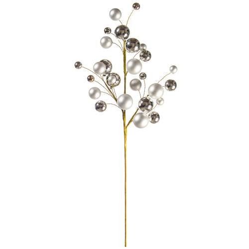 Vickerman N254107 - 30 in. Silver Ball Ornament Artificial Spray