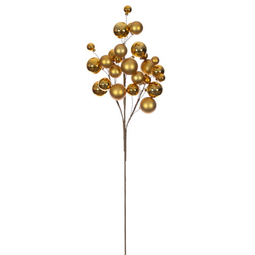 Vickerman N254108 - 30 inch Gold Matte Shiny Ball Ornament Spray with 1 in. to 2 in. Ornaments