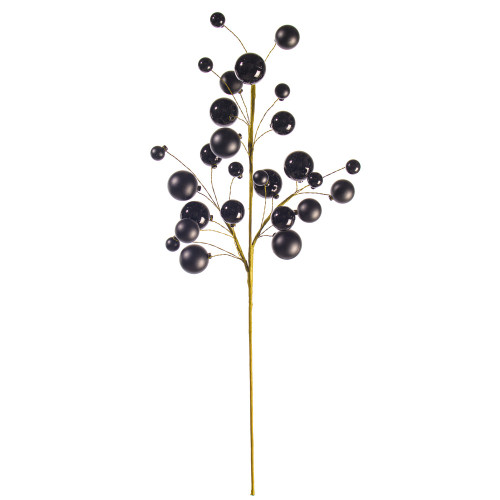 Vickerman N254117 - 30 inch Black Shiny Ball Ornament Spray with 1 in. to 2 in. Ornaments 