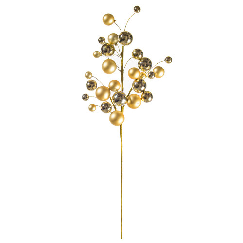 Vickerman N254138 - 30 inch Champagne Matte Ball Ornament Spray with 1 in. to 2 in. Ornaments
