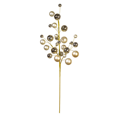 Vickerman N254143 - 30 inch Oat Matte Shiny Ball Ornament Spray with 1 in. to 2 in. Ornaments