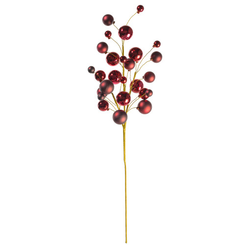 Vickerman N254163 - 30 inch Crimson Matte Ball Ornament Spray with 1 in. to 2 in. Ornaments