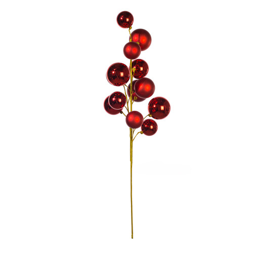 Vickerman N254303 - 30 inch Red Matte Shiny Ball Ornament Spray with 2 in. to 3 in. Ornaments