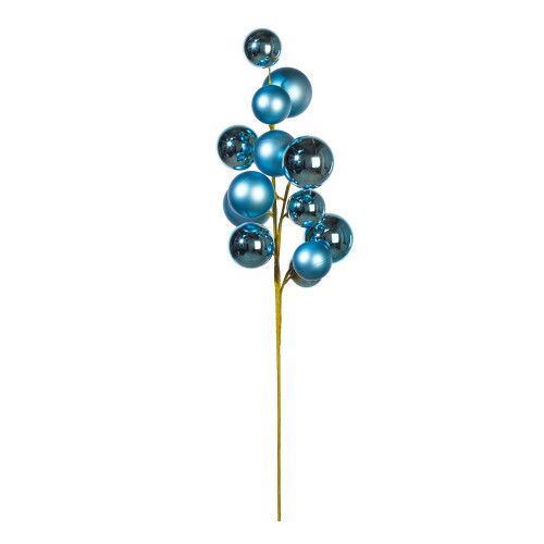Vickerman N254352 - 30 inch Denim Matte Ball Ornament Spray with 2 in. to 3 in. Ornaments
