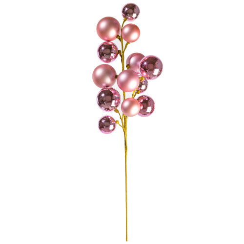 Vickerman N254379 - 30 inch Pink Matte Shiny Ball Ornament Spray with 2 in. to 3 in. Ornaments