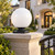 12-Inch White Globe Pier Mount Light - Black Aluminum Base - E26 Medium