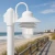 White Outdoor Nautical Post Mount Gooseneck Light Fixture - Clear Prism Diffuser 