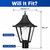 Wave Lighting 612 Vanguard - Black Outdoor Post Top Lantern with Glass Chimney