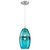 Westinghouse 6366300 - 1-Light Brushed Nickel Turquoise Glass Mini Pendant - 6-1/2 in Diameter