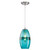 Westinghouse 6366300 - 1-Light Brushed Nickel Turquoise Glass Mini Pendant - 6-1/2 in Diameter