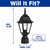 Sunlite 41322-SU - Black Post Mount Light Fixture - E26 Base - Clear Glass