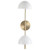  Satco 60-7394  Matte White Wall Sconce Light with Burnished Brass 