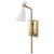  Satco 60-7396 Matte White Wall Sconce Light with Burnished Brass 