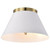  Satco 60-7418 White Flush Mount Light with Vintage Brass 