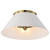  Satco 60-7421 White Flush Mount Light with Vintage Brass 