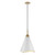  Satco 60-7474 Matte White Pendant Light with Burnished Brass 