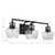  Satco 60-7703 Black And Silver Accent Vanity Light with Clear Ribbed Glass 