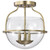  Satco 60-7821 Vintage Brass Semi Flush-Mount Light with Clear Glass 